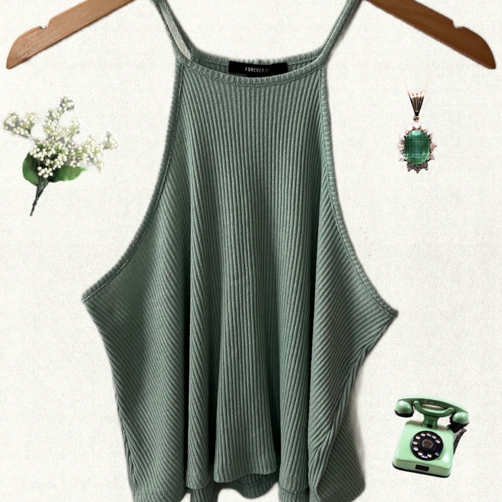 Forever 21 Sage Ribbed Tank Top